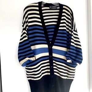 Vtg Escada b y Margaretha Ley Ladies Striped Long Cardigan Sweater - W Germany
